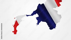 Flying and wavy Thailand flag map with graphic motion. white background with objects moving large to small and rotating