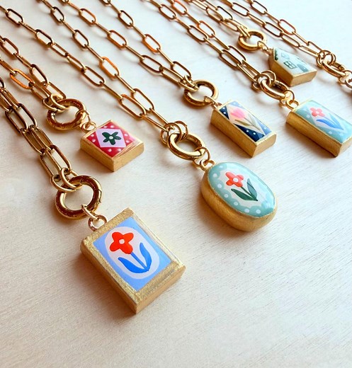 Gold Paper Clip Necklace With Handmade Charm - Etsy