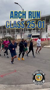 Almost there! Recruits completed the Arch Run today through downtown St. Louis in preparation for their graduation on Friday. Congratulations to recruit class 25-01, and welcome to the SLMPD! | St. Louis Metropolitan Police Department (OFFICIAL)