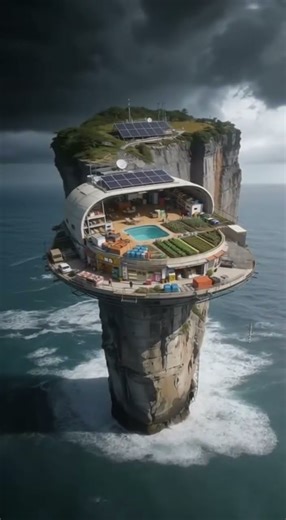 How This Futuristic Sea Stack Home Survives Without Civilization