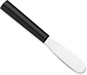 Rada Cutlery Party Spreader Knife (W235), 3.38" Stainless Steel Shallow Serrated Edge Blade, Black Handle