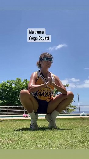 #YogaSquat (#Malasana) is a great hip opener that stretches the groin and glutes and builds strength and flexibility in the feet and ankles. Do this with your feet flat on the ground. 🙏🏼 #genevasfitnessjourney YOGA SQUAT BENEFITS: *Opens up the hips.*Stretches the ankles, calves, knees, groin and glutes.*Strengthens the feet and ankles.*Can help to alleviate lower back pain.Geneva Cruz#naturelover #workoutbythebeach #yogabythesea | Geneva Cruz
