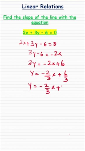 Slope from Ax + By + C = 0 #slopeofaline #linearfunctions #lslopeinterceptform #math10 #riseandrun
