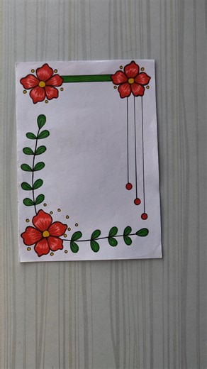 Red Flower Corner Border design/6 easy border design/Border design/Project/Priyanka Gunwal #shorts