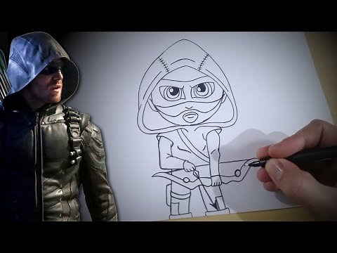 HOW TO DRAW GREEN ARROW CHIBI step by step