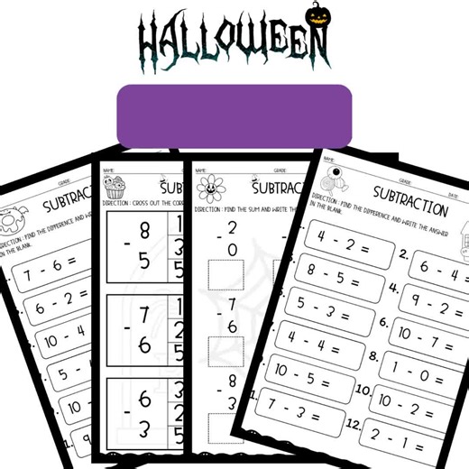 Halloween Math Worksheets: Addition & Subtraction to 10 (digital Download) - Etsy