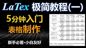LaTeX表格5分钟极速入门！零基础搞定论文表格制作，毕设/顶会通用，研究生必看！｜极简LaTeX教程(一)