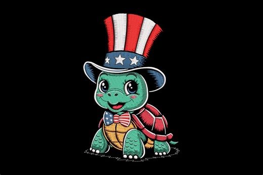 Patriotic Turtle Embroidery Design, American Flag Bow Tie Turtle Machine Embroidery, Instant Download - Etsy