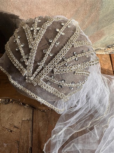 Old Veil With Beautiful Head Decoration - Etsy UK