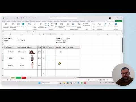 Facture Excel – TVA par article, quantités, prix unitaire et remise