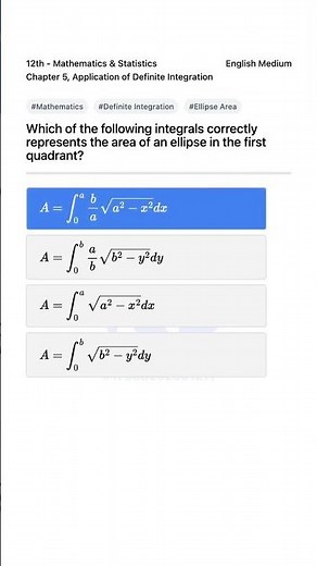 12th Math Application of Definite Integration Ellipse Area