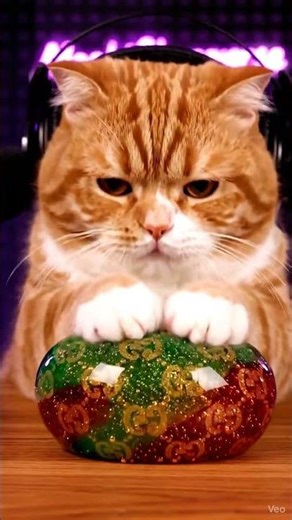 Orange Tabby Presses Gucci Slime Ball ASMR 😸🫧 — MochiChocoverse #slime #cat