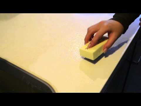 人工大理石キッチンカウンター研磨