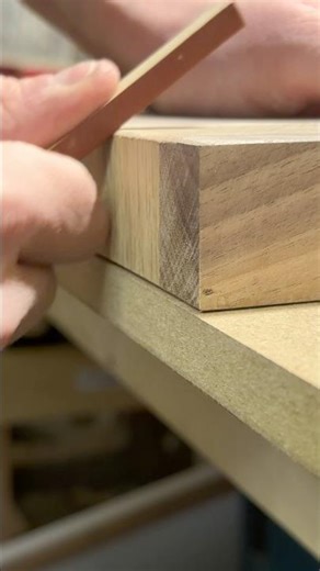 Creating a small chamfer using sandpaper and a small wooden stick #woodworking #handtools #wood