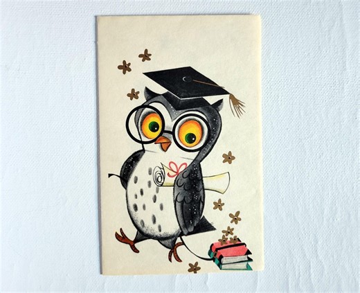 Vintage Greeting Card: Graduation Owl , A Parchment Card, Buzza Cardozo, Hollywood, USA, 1960-70's, Unused - Etsy