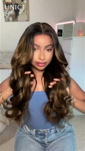 Soft balayage highlights, bouncy body waves, the perfect mix of classy and effortless. #unicehair
