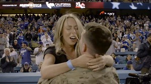 72K views · 2.3K reactions | We're not crying, you're crying. All month long in honor of Military Appreciation Month, we’ll be celebrating some of our favorite military moments from Dodger Stadium. Today, we look at Captain Robert Wolfe surprising his wife after returning from Afghanistan. | Los Angeles Dodgers | Facebook