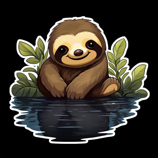 Funny Sloth Waterproof Sticker - Adorable Kawaii Decal - Etsy