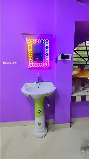 Modern Mirror with LED Light Installation Above Wash Basin 🔥 | Bathroom Upgrade Idea