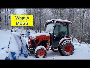 It's A Frozen Mess of Ice, Sleet, and Snow! Kubota Lx2610 Tractor with Lx2963 Snowblower.