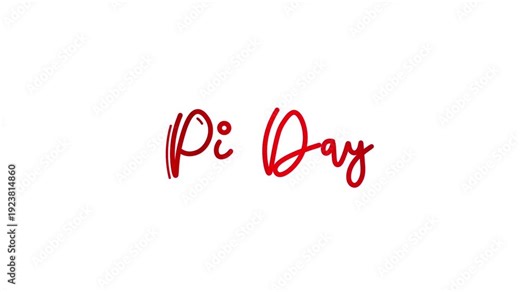 Pi day π One line continuous animated typography intro outro, hand drawn calligraphy monoline vintage text on background, animated Calligraphy lettering animation video red type on white bg backdrop b