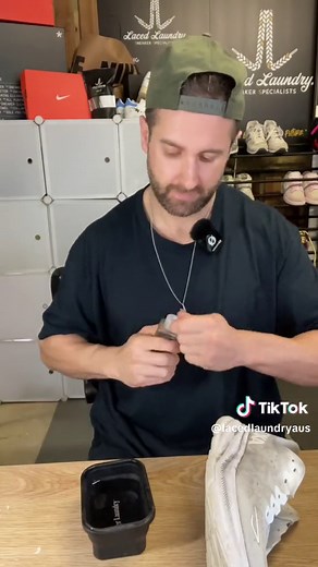 How to clean HOKA’S ⚡️ #hoka #sneakercleaning #sneakercleaner #whitesneakers #lacedlaundry