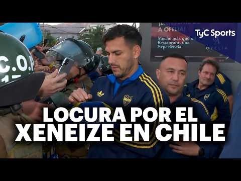 BOCA YA ESTÁ EN CHILE: LOS JUGADORES, BIEN CERCA DE LOS HINCHAS EN EL HOTEL 🔵🟡