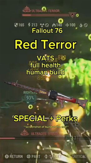 my current SPECIAL build for my full health human for the Red Terror in Fallout 76 #fallout76 #fo76