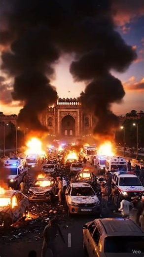 A car exploded on the road in the middle of a city. #youtubeshorts