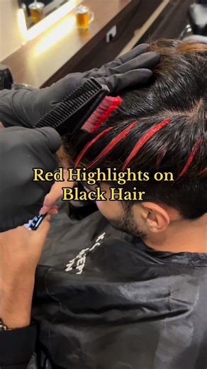 Fiery Look: Red Highlights on Black Hair Trends for Men