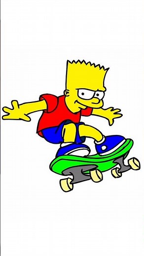 Bart Simpson Skateboarding 🛹 | The Simpsons Drawing #Shorts