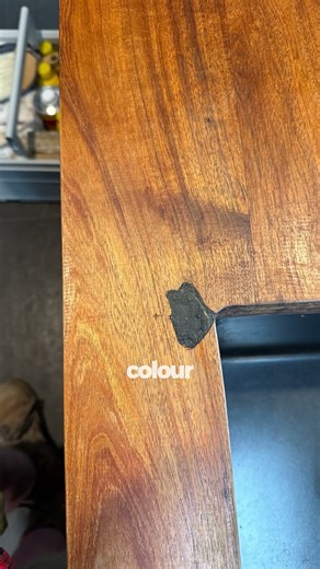 Timber Benchtop Damage Repair | Black Filler Patch Invisibly Restored