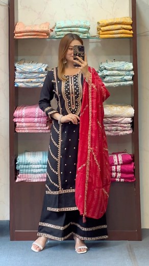 9.2K views · 117 reactions | New inn !! Full embroidery cotton sharara set available now . Size:38,40,42,44,46 | Tara Clothing Collection | Facebook