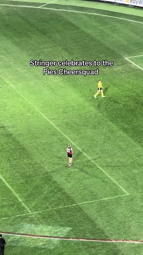 Stringer Celebrates with the Pies Cheersquad in AFL Cheer Squad TikToks
