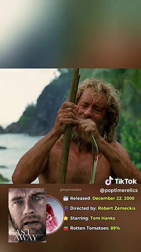 Cast away (2000) The film follows a FedEx systems analyst stranded on a deserted island after a plane crash. It explores isolation, survival, and human resilience, with Tom Hanks carrying nearly the entire film solo. His performance earned him a Golden Globe for Best Actor and an Academy Award nomination. . . . #castaway #tomhanks #2000smovies #movietok #filmscene
