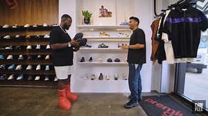YouTuber and comedic streamer JiDion goes Sneaker Shopping with Complex's Joe La Puma at Premium Goods in Houston and talks about MSCHF’s Big Red Boots, his new hairline, Crocs, and buys a ton of sneakers for charity. | Complex Sneakers
