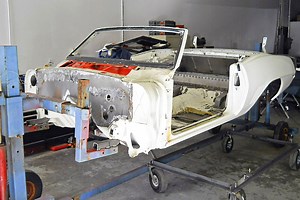 A 1969 Chevrolet Camaro that’s getting a modern makeover while keeping its vintage style