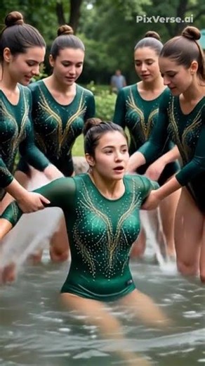 Splashes are so fun with gymnastic leotard