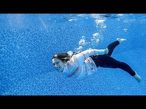 Swimming Underwater with Clothes on Jeans and Fuzzy Sweatshirt