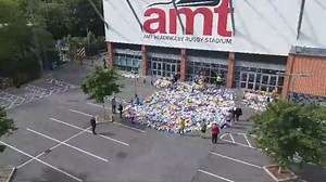 28K views · 1K reactions | Moving drone footage shows a sea of tributes to Leeds Rhinos legend Rob Burrow at Headingley Stadium | Yorkshire Evening Post | Facebook