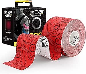 OK TAPE PRO Kinesiology Tape, 2inch x Long Roll 16ft Free Cut Tape, Elastic Athletic Tape Therapeutic Latex Free, Red+Black