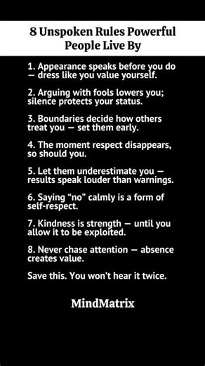 8 Unspoken Rules Powerful People Live By | Psychology of Respect & Authority