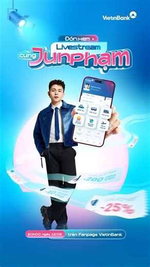 🎉"Tăng ca" cùng Jun Phạm rinh deal chấn động trên VietinBank iPay Mobile. ✨Deal rơi ngập tràn, quà tặng phiên bản giới hạn chỉ dành cho những chiến thần nhanh tay. Đừng bỏ lỡ phiên Livestream cực chất trên Fanpage VietinBank vào 20h ngày 12/9/2025 nha! ------------------------- Mở VietinBank iPay Mobile - Mọi tiện ích số trong nháy mắt 📞 Hotline dịch vụ: ▪️Mua sắm VnShop: 1800 5888 59 ▪️Đặt taxi, tàu, xe, vé xem phim: *6789 ▪️Đặt vé máy bay: 1900 5555 20 #VietinBank #VietinBankiPay #Nganhangso