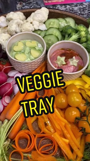 Delicious Veggie Tray with Avocado Ranch Dip & Beet Hummus