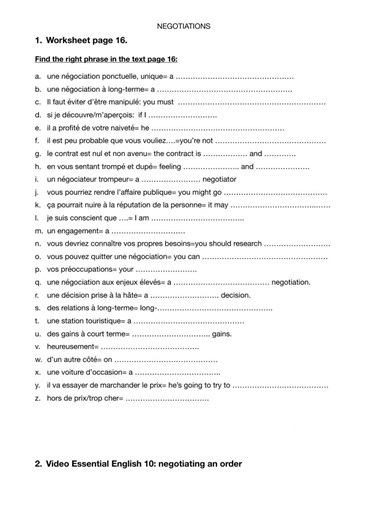 Negotiations activity