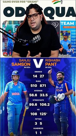 Pant vs Samson in ODIs! 🔥 | India Wicketkeeper Battle | ODI Stats Comparison!
