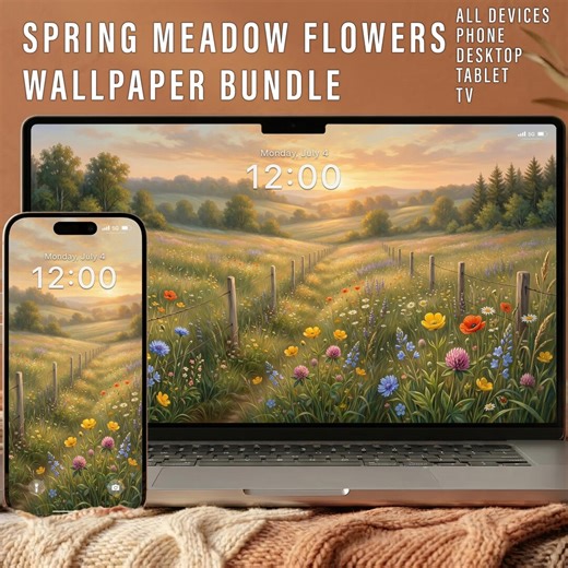 Vintage Spring Meadow Flowers Wallpaper, Floral Field Background, Cottagecore Nature Wallpaper for iPhone Android Desktop Tablet & TV - Etsy