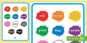 Color Names on Splats Display Poster