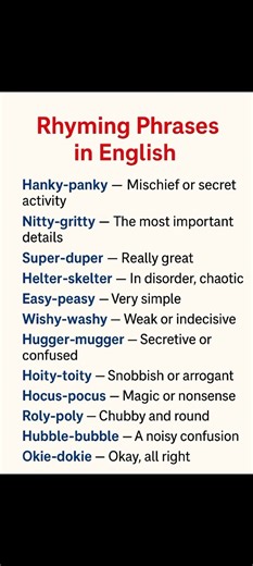 Rhyming Phrases in english