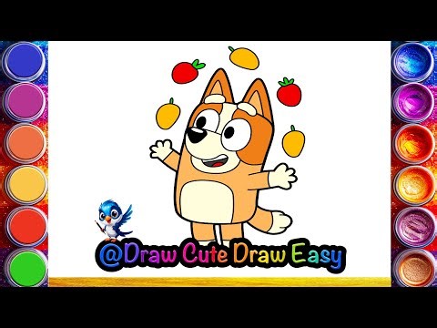Cute Bingo Art 🥭🍎 Juggling Mangoes & Pomegranates | Easy Drawing for Kids Step by Step 🌈✨